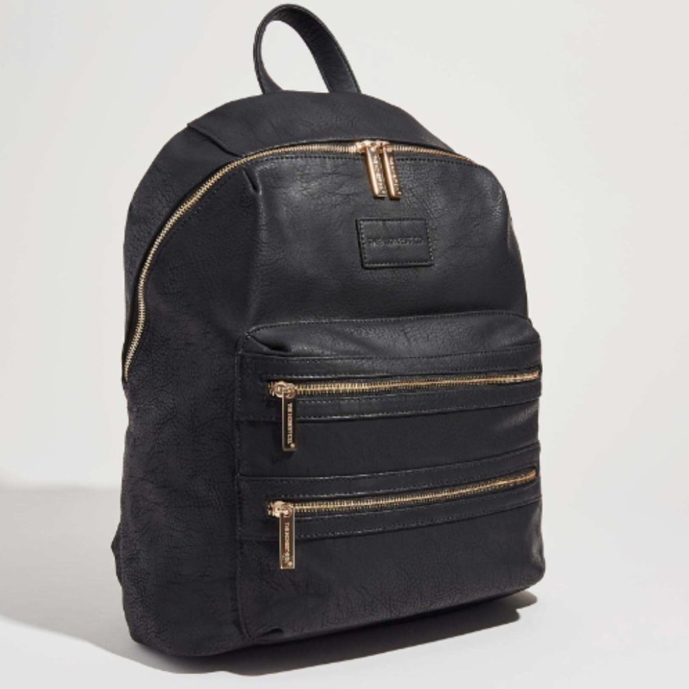 Honest Company City Diaper Backpack in Black Vegan Leather